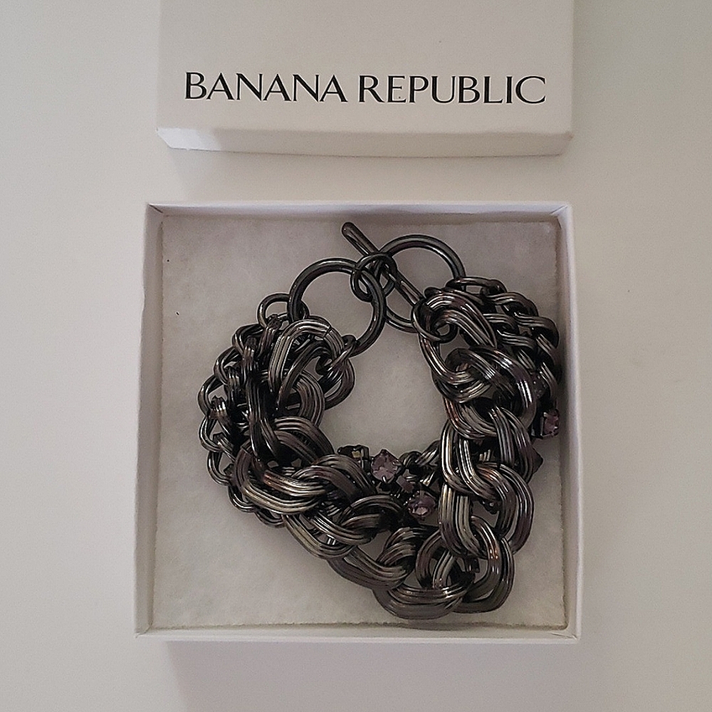 Banana Republic Multiple Layer Bracelet Dark Gray Color Metal